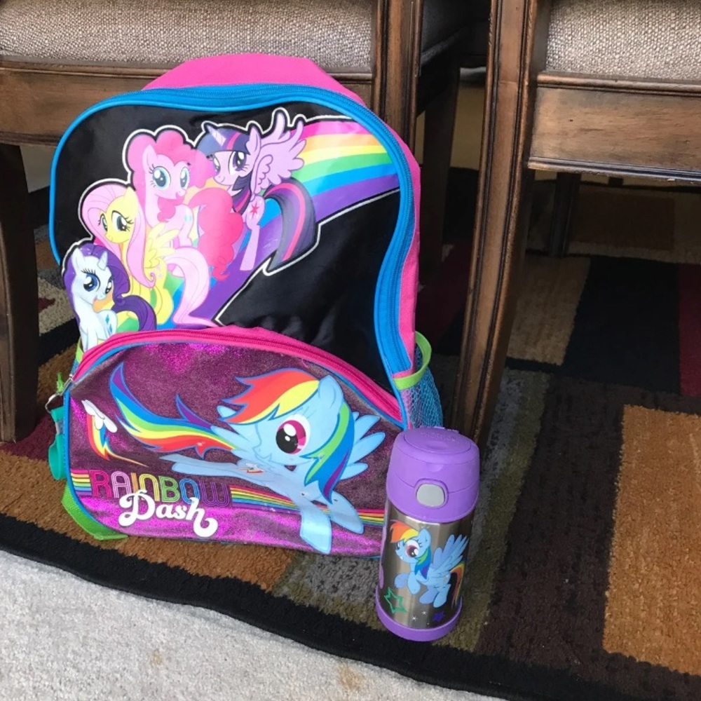 Pony book bag and water bottles